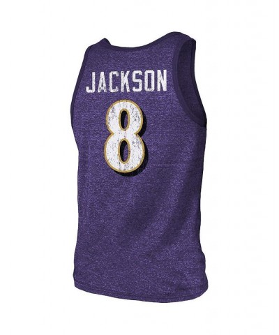 Men's Threads Lamar Jackson Purple Baltimore Ravens Name & Number Tri-Blend Tank Top $31.31 T-Shirts