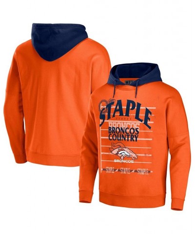 Men's NFL X Staple Orange Denver Broncos Oversized Gridiron Vintage-Like Wash Pullover Hoodie $35.77 Sweatshirt