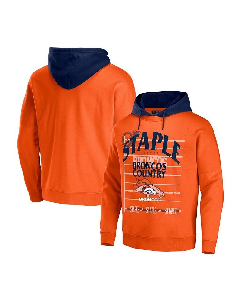 Men's NFL X Staple Orange Denver Broncos Oversized Gridiron Vintage-Like Wash Pullover Hoodie $35.77 Sweatshirt