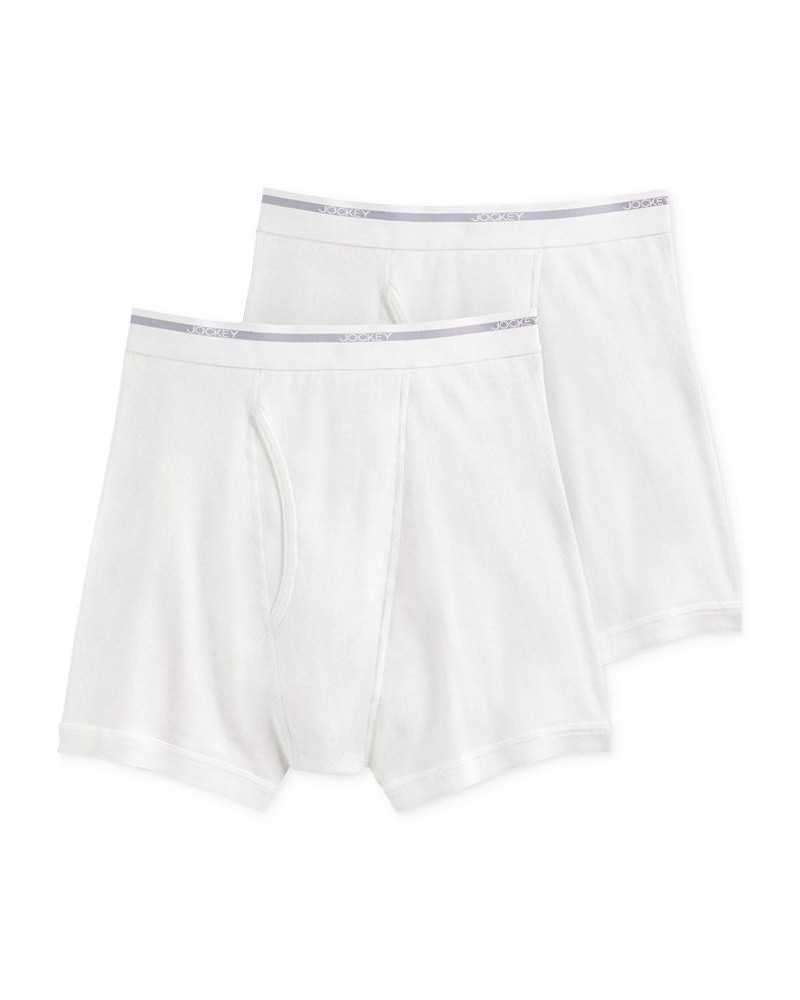 Men's Big & Tall 2-Pk. Lightweight Cotton Boxer Briefs White $11.08 Underwear