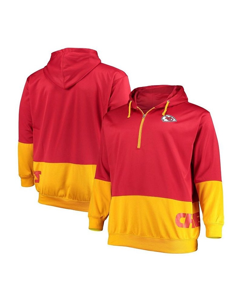 Men's Red, Gold-Tone Kansas City Chiefs Big and Tall Quarter-Zip Hoodie $48.00 Sweatshirt