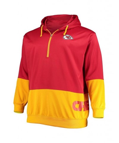 Men's Red, Gold-Tone Kansas City Chiefs Big and Tall Quarter-Zip Hoodie $48.00 Sweatshirt