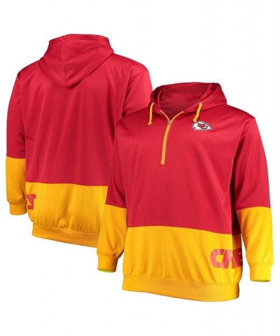 Men's Red, Gold-Tone Kansas City Chiefs Big and Tall Quarter-Zip Hoodie $48.00 Sweatshirt