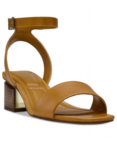 Acaylee Two-Piece Block-Heel City Sandals Brown $50.14 Shoes