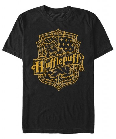 Men's Hufflepuff Crest Short Sleeve Crew T-shirt Black $19.94 T-Shirts