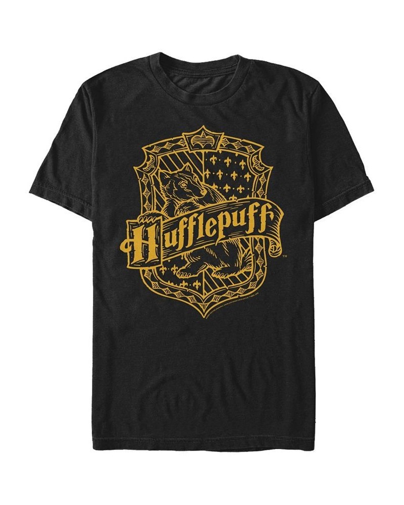 Men's Hufflepuff Crest Short Sleeve Crew T-shirt Black $19.94 T-Shirts