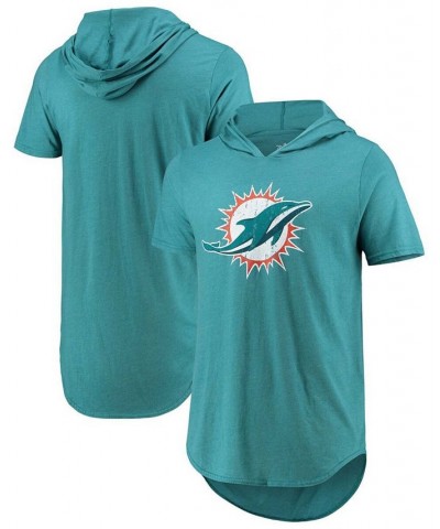 Men's Aqua Miami Dolphins Primary Logo Tri-Blend Hoodie T-shirt $27.60 T-Shirts