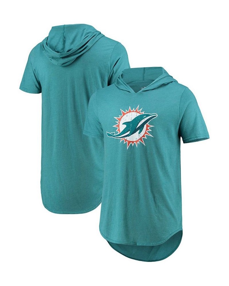 Men's Aqua Miami Dolphins Primary Logo Tri-Blend Hoodie T-shirt $27.60 T-Shirts