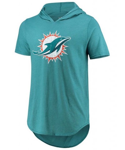 Men's Aqua Miami Dolphins Primary Logo Tri-Blend Hoodie T-shirt $27.60 T-Shirts