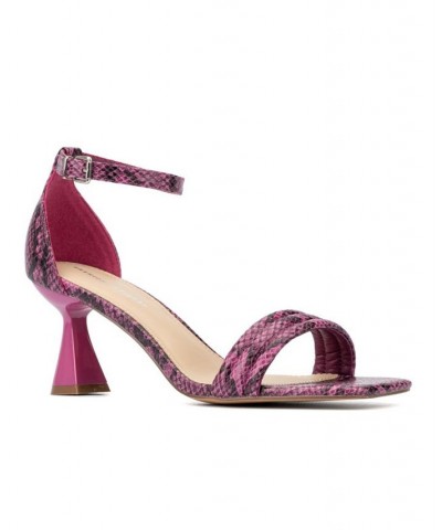 Women's Lynna Wide Width Heels Sandals Pink $33.64 Shoes