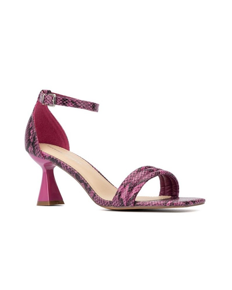 Women's Lynna Wide Width Heels Sandals Pink $33.64 Shoes