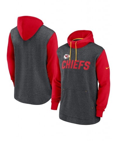 Men's Heathered Charcoal, Red Kansas City Chiefs Surrey Legacy Pullover Hoodie $43.20 Sweatshirt