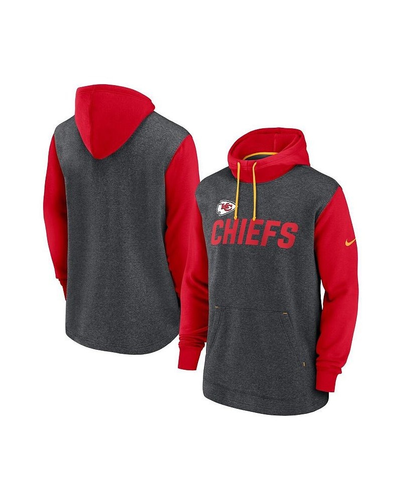 Men's Heathered Charcoal, Red Kansas City Chiefs Surrey Legacy Pullover Hoodie $43.20 Sweatshirt