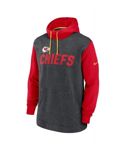 Men's Heathered Charcoal, Red Kansas City Chiefs Surrey Legacy Pullover Hoodie $43.20 Sweatshirt