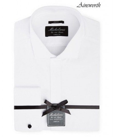 of London Men's Classic/Regular Fit Stretch Solid French Cuff Tuxedo Shirt White $21.00 Dress Shirts