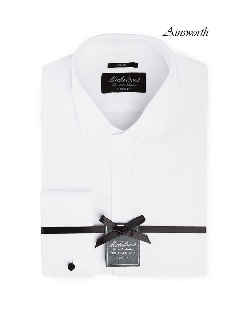 of London Men's Classic/Regular Fit Stretch Solid French Cuff Tuxedo Shirt White $21.00 Dress Shirts