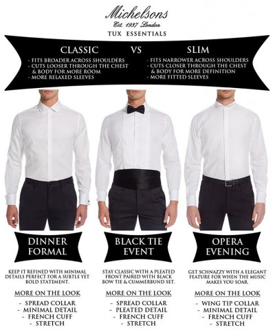 of London Men's Classic/Regular Fit Stretch Solid French Cuff Tuxedo Shirt White $21.00 Dress Shirts