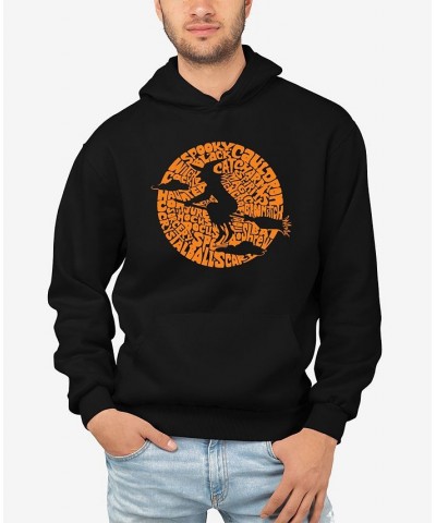 Men's Spooky Witch Word Art Hooded Sweatshirt Black $33.59 Sweatshirt