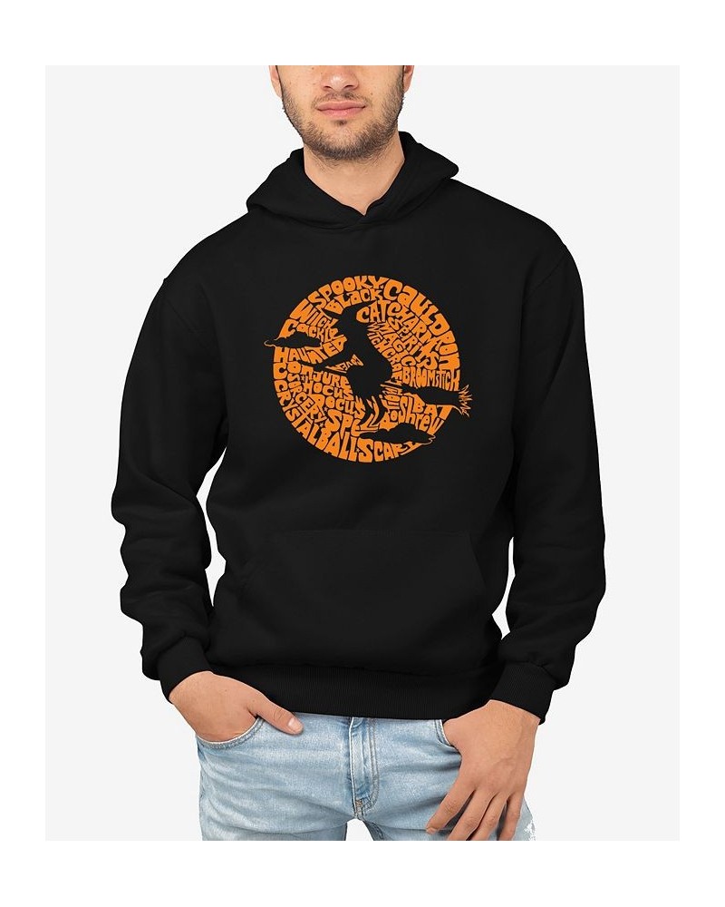 Men's Spooky Witch Word Art Hooded Sweatshirt Black $33.59 Sweatshirt