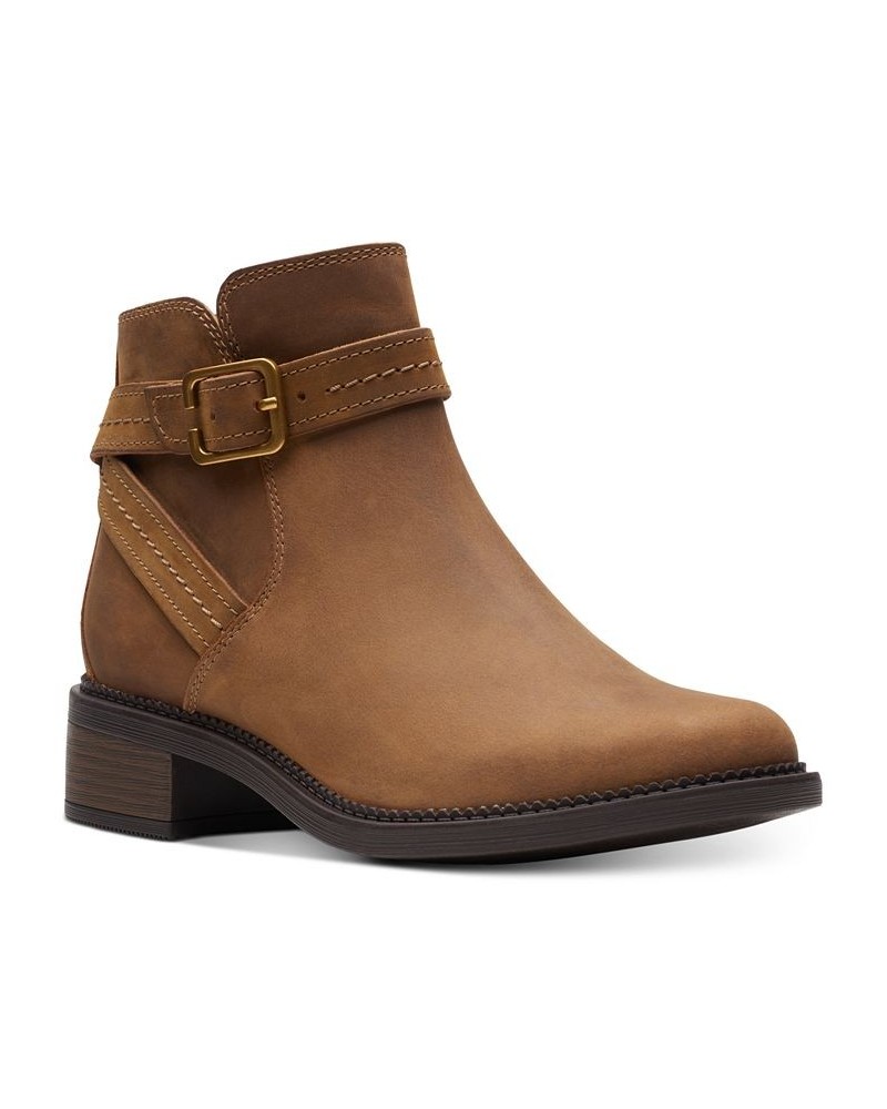 Women's Maye Strap Booties Brown $27.03 Shoes