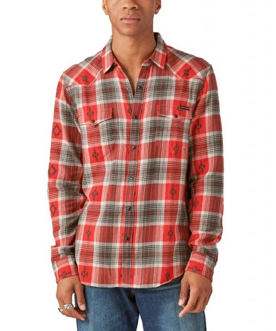 Men's Plaid Dobby Western Long Sleeve Button Down Shirt Red Plaid $28.89 Shirts