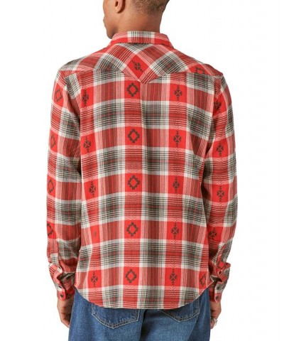 Men's Plaid Dobby Western Long Sleeve Button Down Shirt Red Plaid $28.89 Shirts