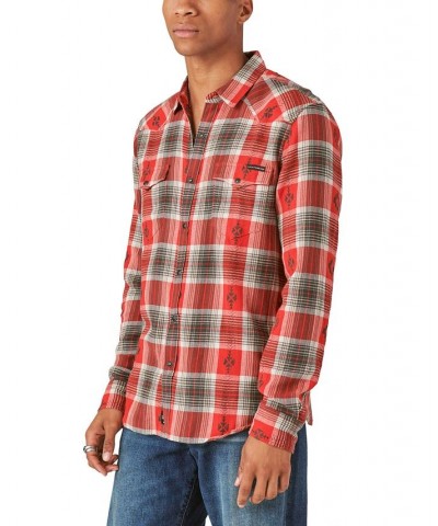 Men's Plaid Dobby Western Long Sleeve Button Down Shirt Red Plaid $28.89 Shirts