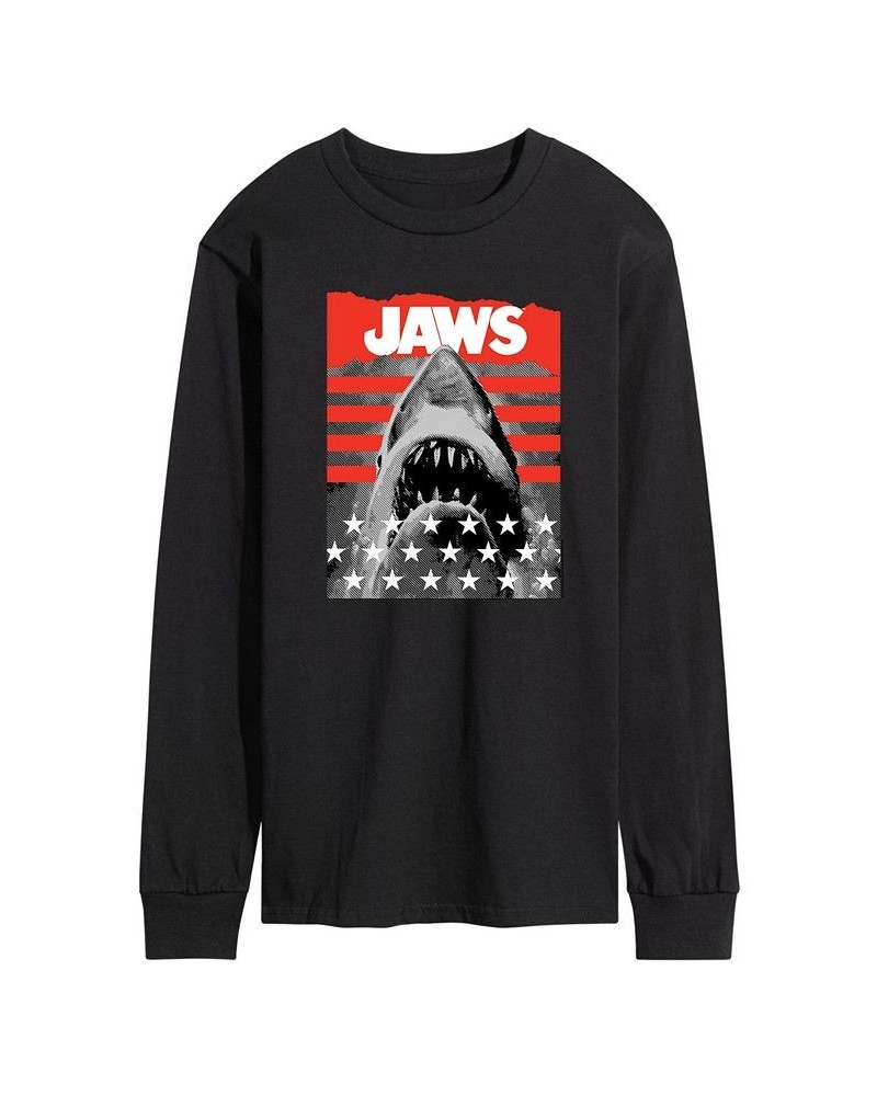 Men's Jaws Patriotic Long Sleeve T-shirt Black $24.78 T-Shirts