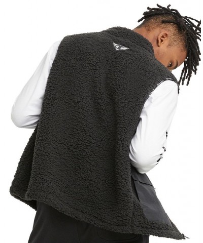 Men's Cozy Standard-Fit Mixed-Media Plush Fleece Vest Black $32.00 Jackets