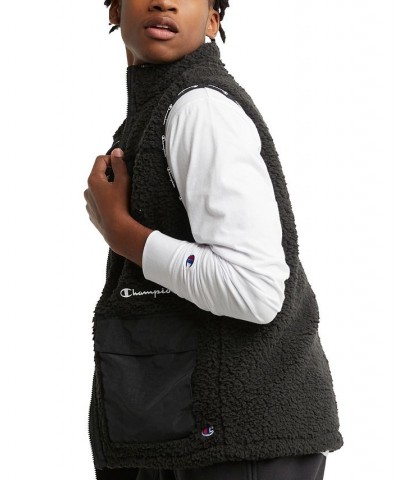 Men's Cozy Standard-Fit Mixed-Media Plush Fleece Vest Black $32.00 Jackets