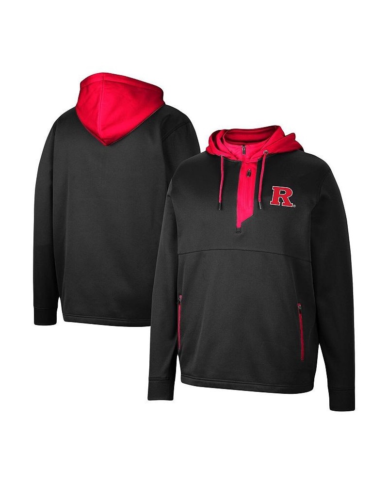 Men's Black Rutgers Scarlet Knights Luge 3.0 Quarter-Zip Hoodie $36.55 Sweatshirt