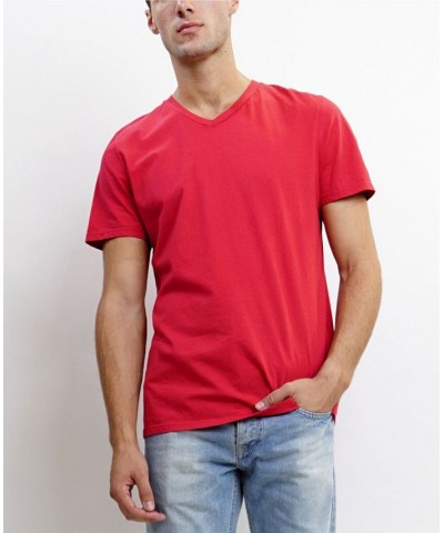 TMV002CJ Mens Cotton Jersey Short-Sleeve V-Neck T-Shirt Red $25.76 T-Shirts