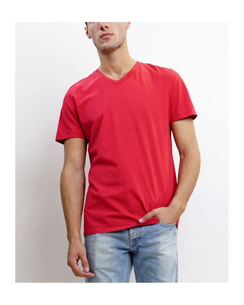 TMV002CJ Mens Cotton Jersey Short-Sleeve V-Neck T-Shirt Red $25.76 T-Shirts