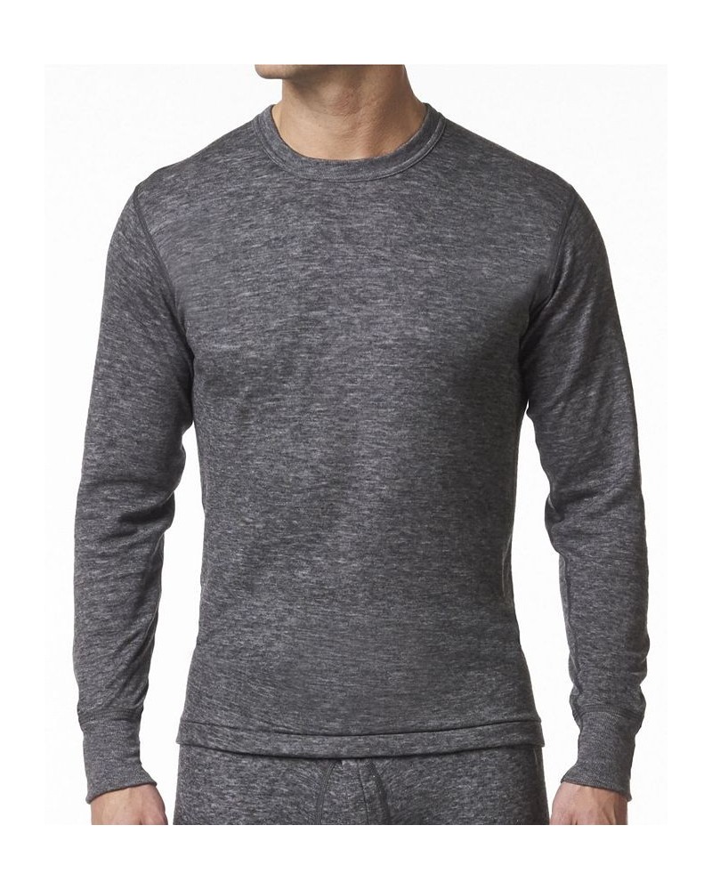 Men's 2 Layer Merino Wool Blend Thermal Long Sleeve Shirt Gray $32.49 Undershirt