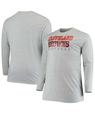 Men's Big and Tall Heathered Gray Cleveland Browns Practice Long Sleeve T-shirt $19.60 T-Shirts