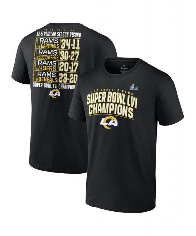 Men's Branded Black Los Angeles Rams Super Bowl LVI Champions Schedule T-shirt $15.20 T-Shirts