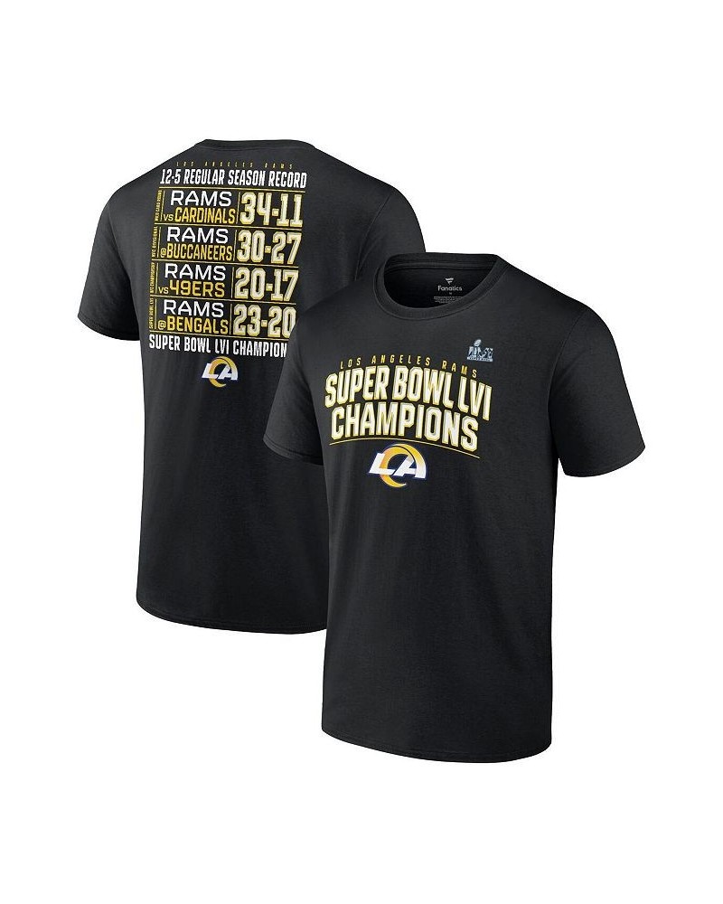 Men's Branded Black Los Angeles Rams Super Bowl LVI Champions Schedule T-shirt $15.20 T-Shirts