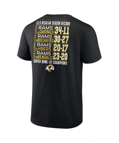 Men's Branded Black Los Angeles Rams Super Bowl LVI Champions Schedule T-shirt $15.20 T-Shirts