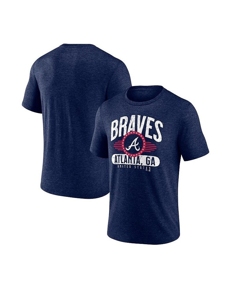 Men's Branded Heathered Navy Atlanta Braves Badge of Honor Tri-Blend T-shirt $20.25 T-Shirts