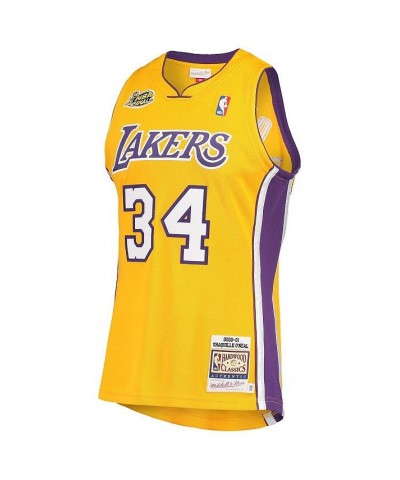 Men's Shaquille O'Neal Gold Los Angeles Lakers 2000 NBA Finals Hardwood Classics Authentic Jersey $91.65 Jersey