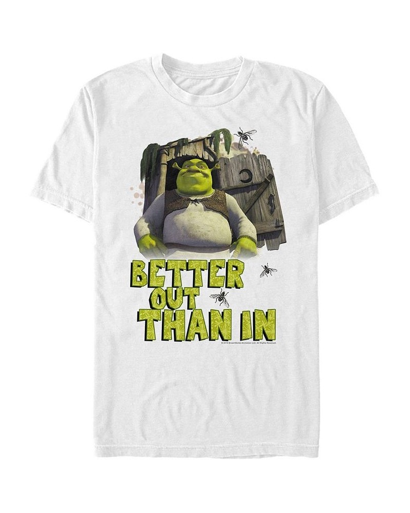 Shrek Men's Better Out Than In Outhouse Portrait Short Sleeve T-Shirt White $16.80 T-Shirts