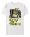 Shrek Men's Better Out Than In Outhouse Portrait Short Sleeve T-Shirt White $16.80 T-Shirts