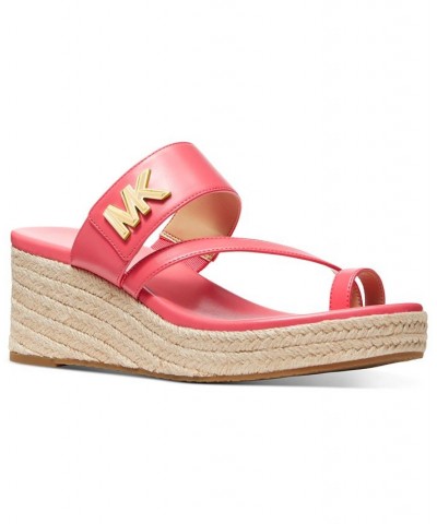 Women's Jilly Espadrille Platform Wedge Slide Sandals Pink $54.74 Shoes