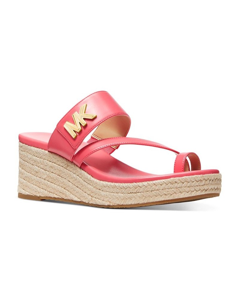 Women's Jilly Espadrille Platform Wedge Slide Sandals Pink $54.74 Shoes