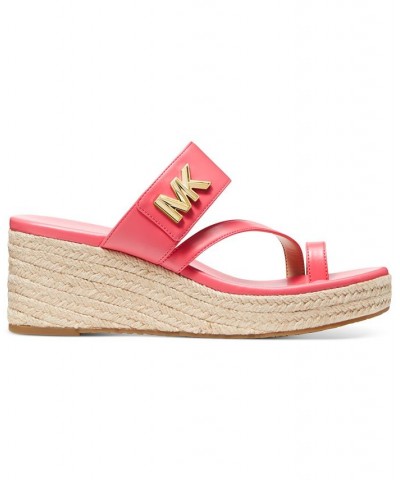 Women's Jilly Espadrille Platform Wedge Slide Sandals Pink $54.74 Shoes