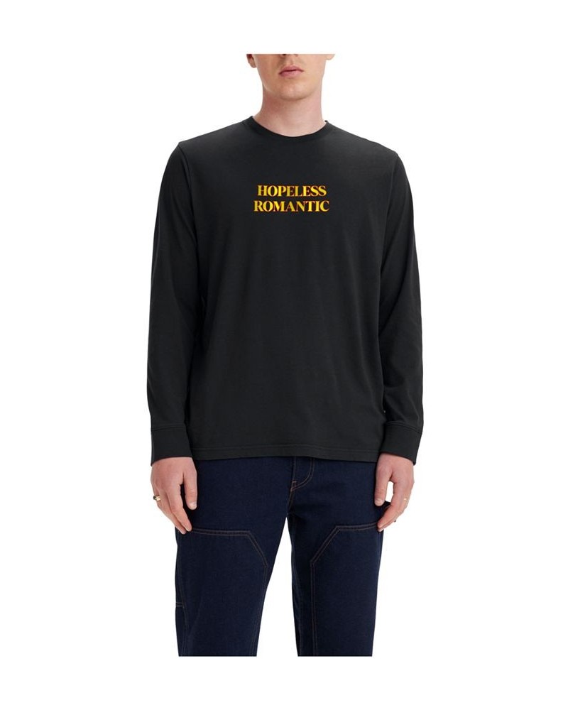 Men's Relaxed Graphic Long Sleeve Crewneck T-shirt Black $10.48 T-Shirts