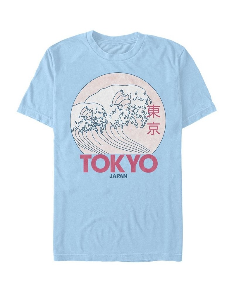 Men's Tokyo Vintage-Like Short Sleeve Crew T-shirt Blue $14.35 T-Shirts