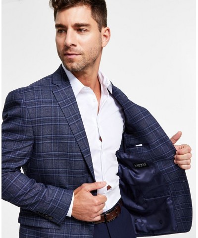 Men's Classic-Fit Ultraflex Stretch Pattern Plaid Sport Coats Blue $46.08 Blazers