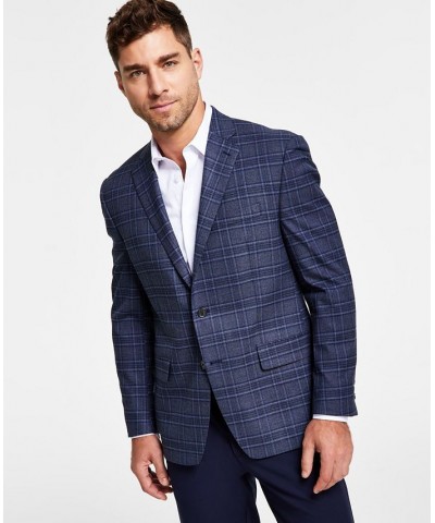 Men's Classic-Fit Ultraflex Stretch Pattern Plaid Sport Coats Blue $46.08 Blazers