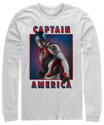 Marvel Men's Avengers Endgame Captain America Portrait, Long Sleeve T-shirt White $18.40 T-Shirts